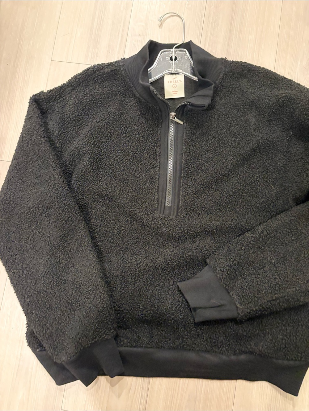 Black Sherpa Half-Zip Pullover Sweater